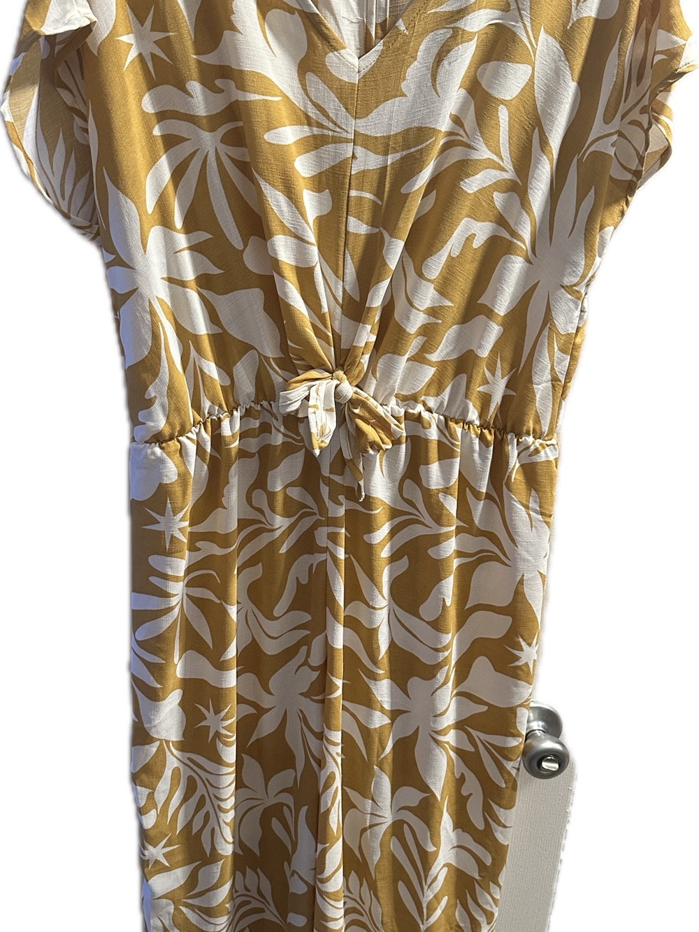 Fred David Yellow & White Tie-Waist Jumpsuit